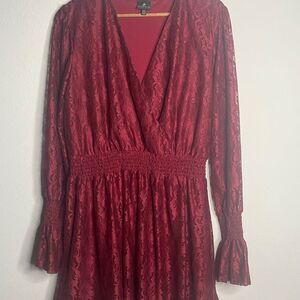 Disney Women Burgundy Red long sleeve lace dress Victorian Renaissance XXL